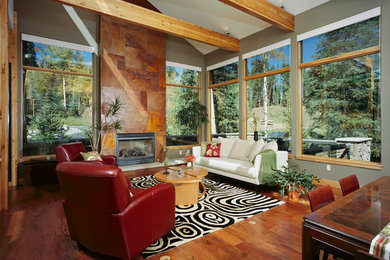 Example of a trendy living room design in Denver