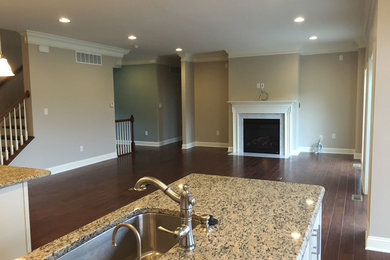 Example of a large transitional living room design in Philadelphia