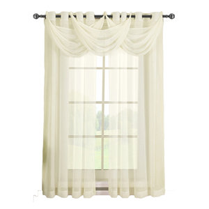 Linden Grommet Sheer Curtain Panel Pair Ivory 37 X84