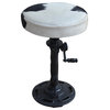 ROCCO Metal Crank Bar Stool with Black & White Cowhide Seat