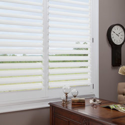 Rustic White Office Custom Window Shutters by Hunter Douglas - Interior Shutters