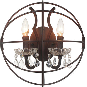 Campechia 2 Light Wall Sconce With Brown Finish