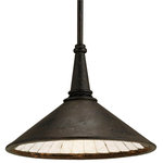 Currey & Company - 9056 Manuscript Pendant, Mole Black - The Manuscript Pendant is a contradiction in tones. The Mole black finish on the exterior of the shade contrasts the slices of antiqued mirror fitted piece by piece inside shade to create an elegant reflector. We also offer the Manuscript in a wall sconce with the same powerful reflector inside is shade.