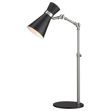Soriano 1-Light Table Lamp Light In Matte Black With Brushed Nickel