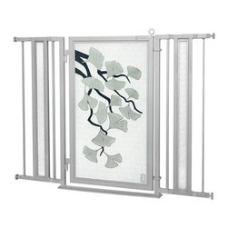 Fusion Gates - Fusion Gate with Ginkgo in Platinum Design, Satin Nickel, 36"-52" - Dog Gates