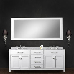 Daston White 72 inch Double Sink Bathroom Vanity White Marble Countertop - Bathroom Vanities And Sink Consoles