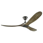 Visual Comfort Fan Collection - Monte Carlo Fan Company 60" Maverick, Aged Pewter, Aged Pewter - The Monte Carlo 60" Maverick - Aged Pewter in aged pewter features a 85.0 X 65.0 6 speed motor with a Thirteen degree blade pitch. With a sleek modern silhouette, a DC motor and super energy-efficiency, the 60" Maverick ceiling fan from Monte Carlo features softly rounded blades and elegantly simple housing. Maverick has a 60-inch blade sweep and a 3-blade design that delivers a distinct profile and incredible airflow for living rooms, great rooms or outdoor covered areas. It includes a hand-held remote with six speeds and reverse, and is available in four distinct finish options: Brushed Steel housing with Dark Walnut blades, Brushed Steel housing with Koa blades, Matte Black housing with Dark Walnut Blades and Aged Pewter housing with Light Grey Weathered Oak blades. All versions feature beautiful hand-carved, balsa wood blades. ENERGY STAR qualified. Maverick fans are damp-rated, and may be used indoors and in covered outdoor spaces.