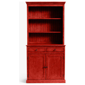 Traditional Dining Hutch With Buffet, Persimmon Red