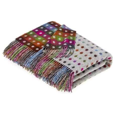 Rainbow Merino Lambswool Multi Spot Gray Throw Blanket