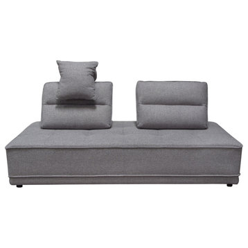 Lounge Seating Platform, Moveable Backrest Supports, Grey Polyester Fabric