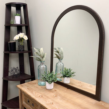 Vienne Framed Vanity Mirror, Crescent Cathedral, 24.4"x32.4", Rubbed Bronze