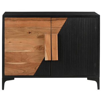 Methone Natural and Black Transitional Two Door Cabinet