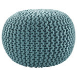 Jaipur Living - Jaipur Living Visby Textured Round Pouf, Aqua - The charming Spectrum Pouf collection offers an array of colors to casual and contemporary spaces. This round, cotton pouf features a chunky-knit weave for texture and a hint of global inspiration. Perfect as a comfy ottoman or convenient as extra seating in a living space, this aqua blue floor cushion provides a versatile accent.