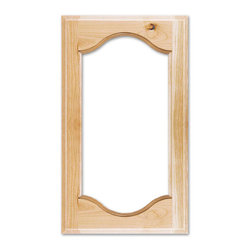 Liberty Deluxe Glass Cabinet Door from CabinetNow.com shown in Rustic Cherry - Kitchen Cabinetry