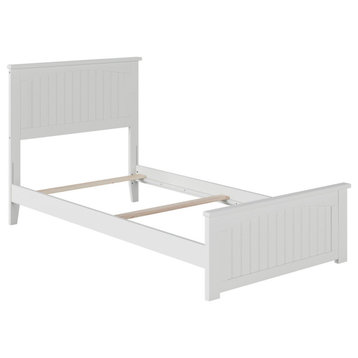 Traditional Platform Bed, Hardwood Frame With Grooved Head/Foot, White, Twin Xl