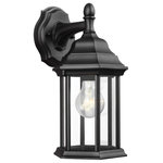 Sea Gull Lighting - Sea Gull Sevier Small 1-Light Downlight Outdoor Wall Lantern, Black - The Sevier outdoor collection by Sea Gull Lighting brings timeless design to new heights with its traditional design details found in classic outdoor fixtures as well as an open bottom for easy maintenance. Made of durable cast aluminum, a multi-level crown, top finial and stepped-edge back plate complete the traditional look. Offered in Antique Bronze or Black finish, both with Clear glass, the collection includes a one-light outdoor pendant, one-light post lantern, a large one-light uplight outdoor wall lantern, a small one-light uplight outdoor wall lantern, a small one-light downlight outdoor wall lantern, and a large one-light downlight outdoor wall lantern.