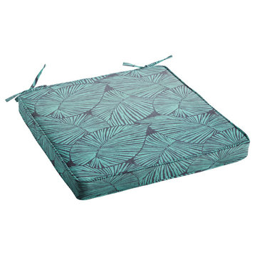 Blue Tropical Outdoor Corded Cushion, 19x19x3
