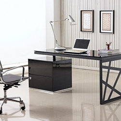 KD01 Modern Office Desk in Black Lacquer - Home Office Accessories