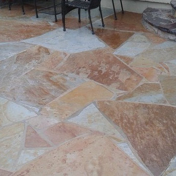 Natural Stone fire pit Stone walls stairs flagstone patio in chesterfield, mo
