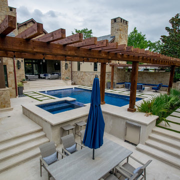 All Glass Tile Pool Renovation with Automatic Cover for Safety
