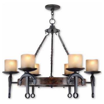 6 Light Chandelier in Mediterranean Style - 30 Inches wide by 25.5 Inches high
