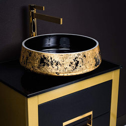 24 inch gold bathroom vanity and gold leaf vessel sink combo - Bathroom Fixtures