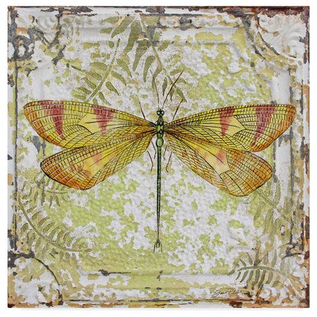 Jean Plout 'Dragonfly On Tin Tile 1' Canvas Art