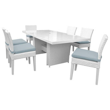 Miami Rectangular Outdoor Patio Dining Table With 6 Armless Chairs, Spa