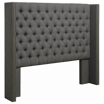 Pemberly Row Contemporary Fabric Upholstered Queen Headboard Gray