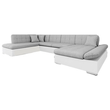 CARMINE Sectional Sleeper Sofa,  White/Grey, Right Facing