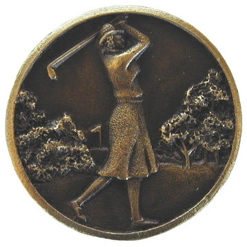 Notting Hill Lady of the Links Knob - Antique Brass