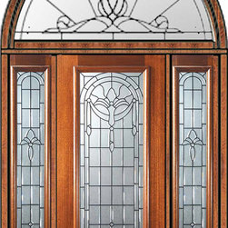 Prehung Sidelights-Transom Door 80 Mahogany Palacio Full Lite Glass - Front Doors