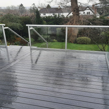 Grey Composite Decking & Stairs with Stylish Glass Balustrade