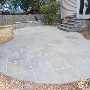 Flagstone Patio ,Steps ,Sitting Wall with lights