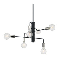 Nuvo Lighting 60/7344 Ryder 6 Light 25"W Chandelier - Black / Polished Nickel