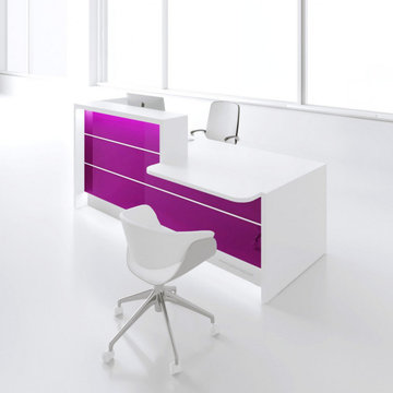 Valde Straight Reception Desk with Countertop, Dark Pink by MDD Furniture