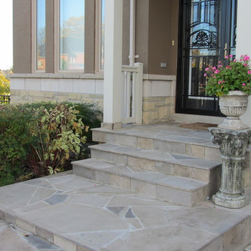 Refaced Random Flagstone  Porch with Enlarged Landings and New Steps