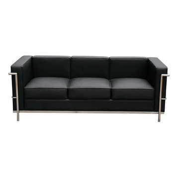 J&M Furniture Cour Italian Leather Sofa, Black