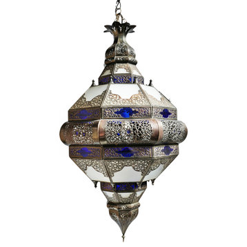 Blue and White Moroccan Pendant Light