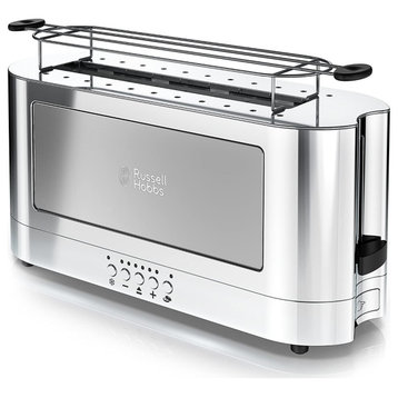 Russell Hobbs Glass Accent Long Toaster, Silver & Stainless Steel - 2-Slice