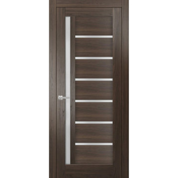 French Door Frosted Glass 18 x 80, Quadro 4088 Chocolate Ash