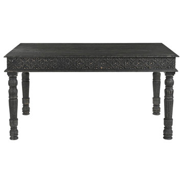Wiley Carved Dining Table, Black, 60" W