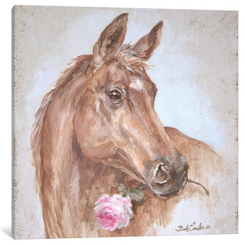 "Horse With Rose" by Debi Coules, Canvas Print, 18"x18"