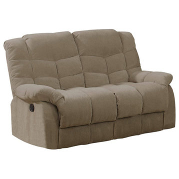 Sunset Trading Heaven on Earth Reclining Traditional Fabric Loveseat in Tan