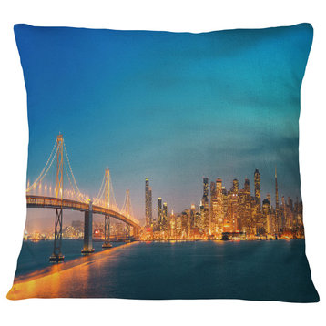 San Francisco Skyline at Night Cityscape Throw Pillow, 16"x16"