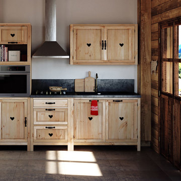 Ensemble de meubles de cuisine en pin pour petits espaces