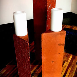 Concrete Candle Pillars Vintage Orange - Candleholders