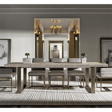 Maklaine Contemporary / Modern Wood Top Butterfly Leaf Wood Dining Table in Gray