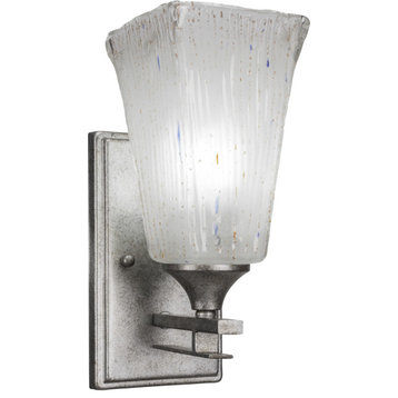Uptowne Squared Wall Sconce - Dark Granite, Frosted Crystal, 1