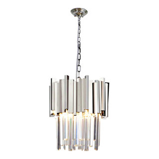 Gio 12" Crystal Chandelier, Chrome - Contemporary - Kitchen Island ...